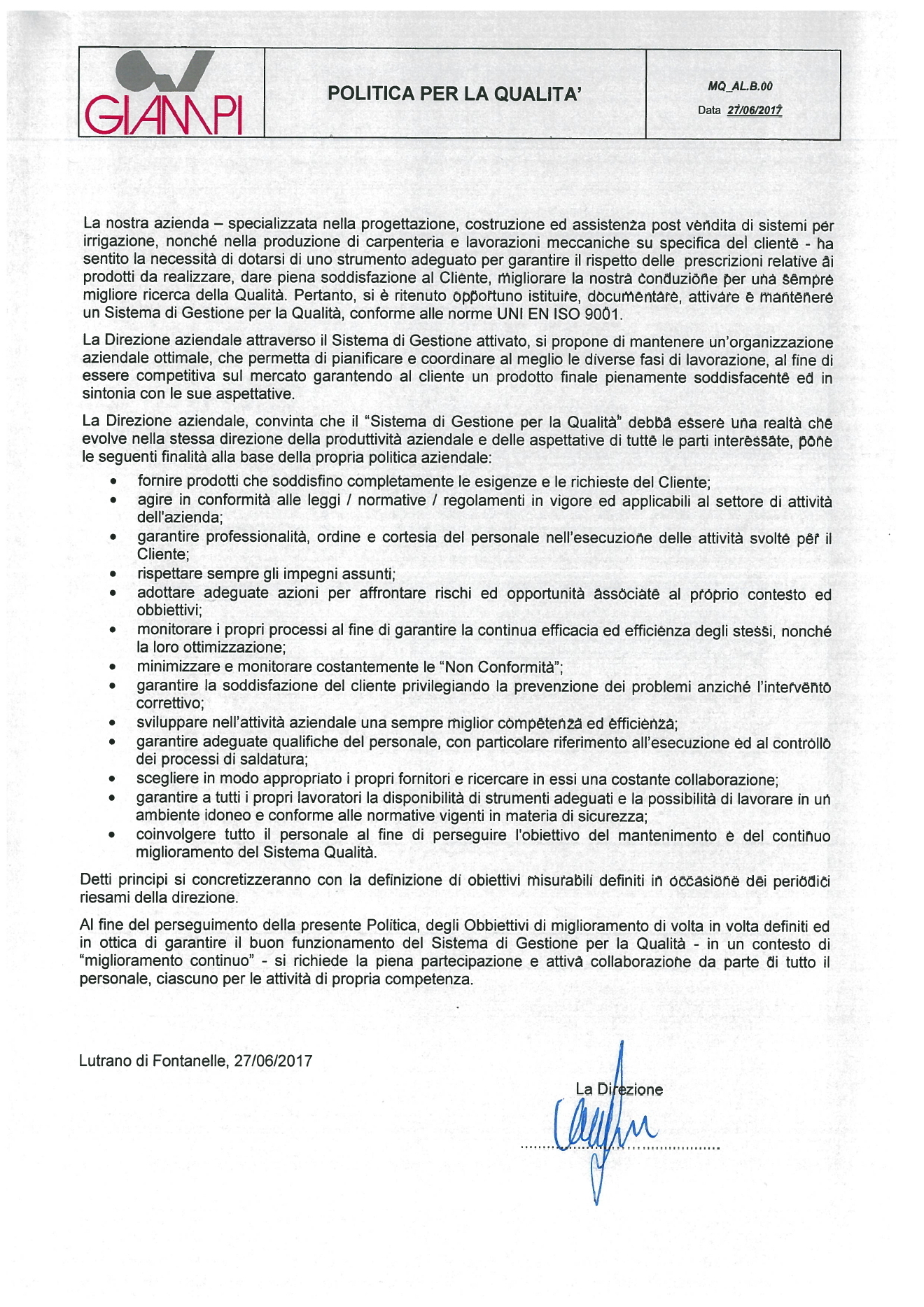 Politica della Qualita